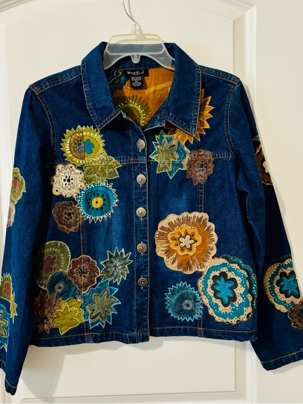 Wear End Jeans Jacket Medium Petite Embroidered Western Y2K Boho Rodeo Coat